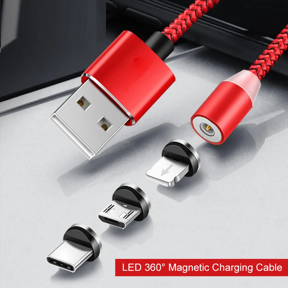 AM23 LED USB مغناطيسي صغير كابل يو إس بي C كابل لسامسونج Xiaomi هواوي شاحن هاتف محمول يعمل بنظام تشغيل أندرويد كابلات لفون X Xs ماكس