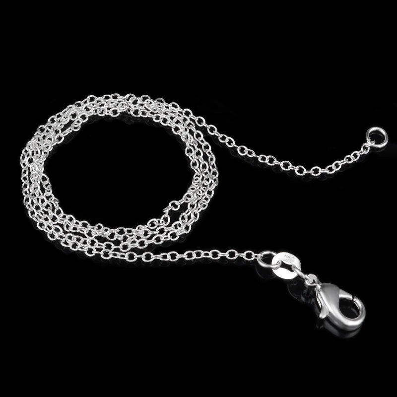 Wholesale 50pcs/Lot Silver Color 1mm Link Rolo Chain Necklace 16