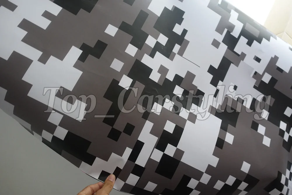 white black grey pixel camo digital Vinyl car wrapping film Truck wrap covering 3M HEXIS SMALL TIGER FOIL (9)