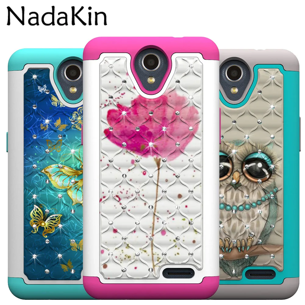 

Painted Fitted Case for ZTE N9136 Prestige 2 Hybrid PC TPU Rhinestone Diamond Shockproof Back Cover Half Wrapped
