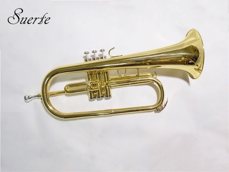 Bb flugelhorn желтый латунный Flugel Horn с деревянный ящик, профессиональные музыкальные инструменты