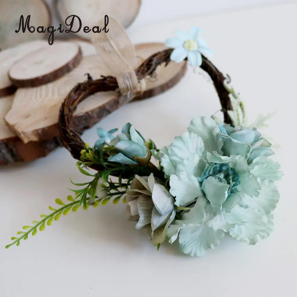 Shabby Chic Heart Rattan Artificial Simulation Rose Flower Home Door Lintel Chair Wall Decoration Wedding Party Supplier