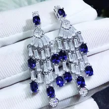 Серьги-капли с натуральным сапфиром, 0.35ct* 12 шт., драгоценный камень,, натуральный настоящий сапфир, серебро 925 пробы# J18122306