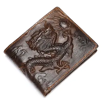 

China Dragon Genuine Leather Men Wallets Brand High Quality Design Wallet with Coin Pocket Gift Card Holder Bifold Male Purse
