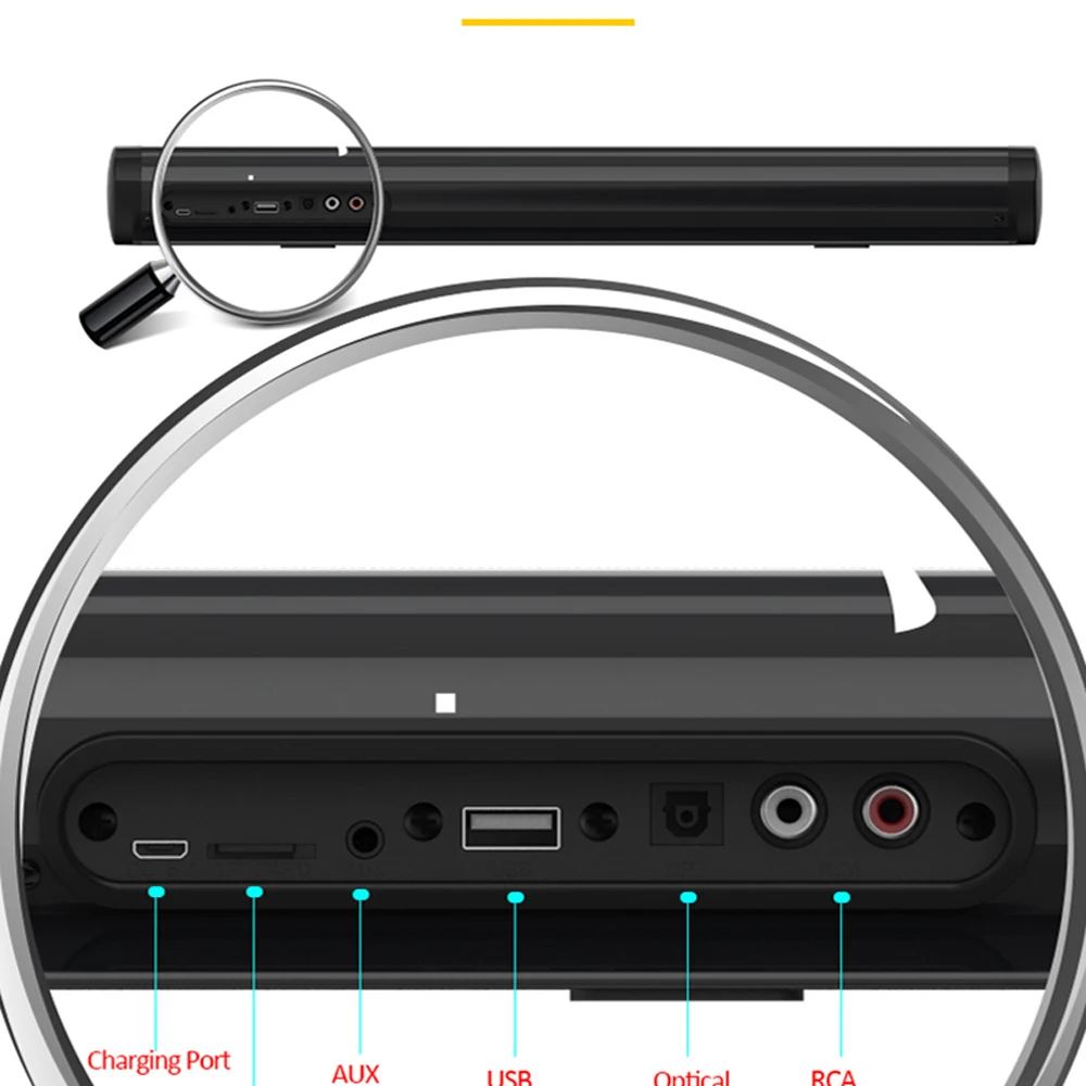 20 Вт Беспроводная Bluetooth Колонка Саундбар ТВ музыкальный динамик звуковая панель домашний кинотеатр TF USB поддержка 3,5 мм волокно RCA с настенным креплением