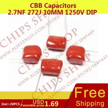 1 лот = 20 шт. CBB Конденсаторы 2.7nf 272j 10 мм 1250 В DIP 2700pf