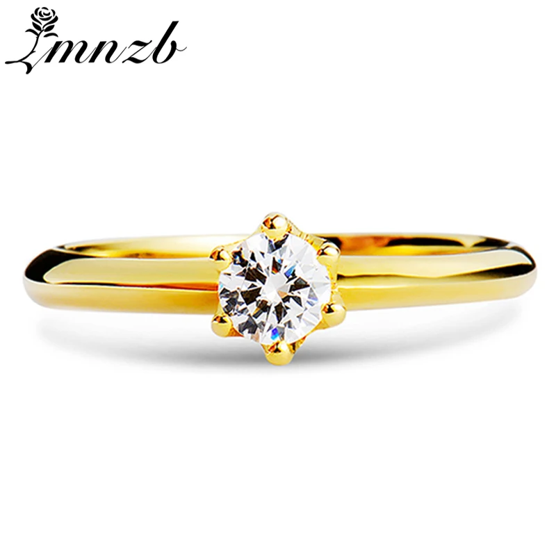 LMNZB кольца из стерлингового серебра 925 Золото Цвет кубического циркония Диамант группа обручальные кольца ювелирные изделия для женщин LJR040