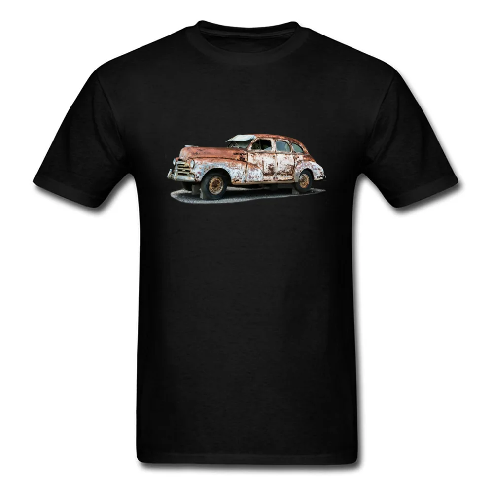 buy Rusty Car Print Men Black T shirt Novelty Geek Style Adult Short Sleeve Tees Crew Neck Top Shirts Company Customized