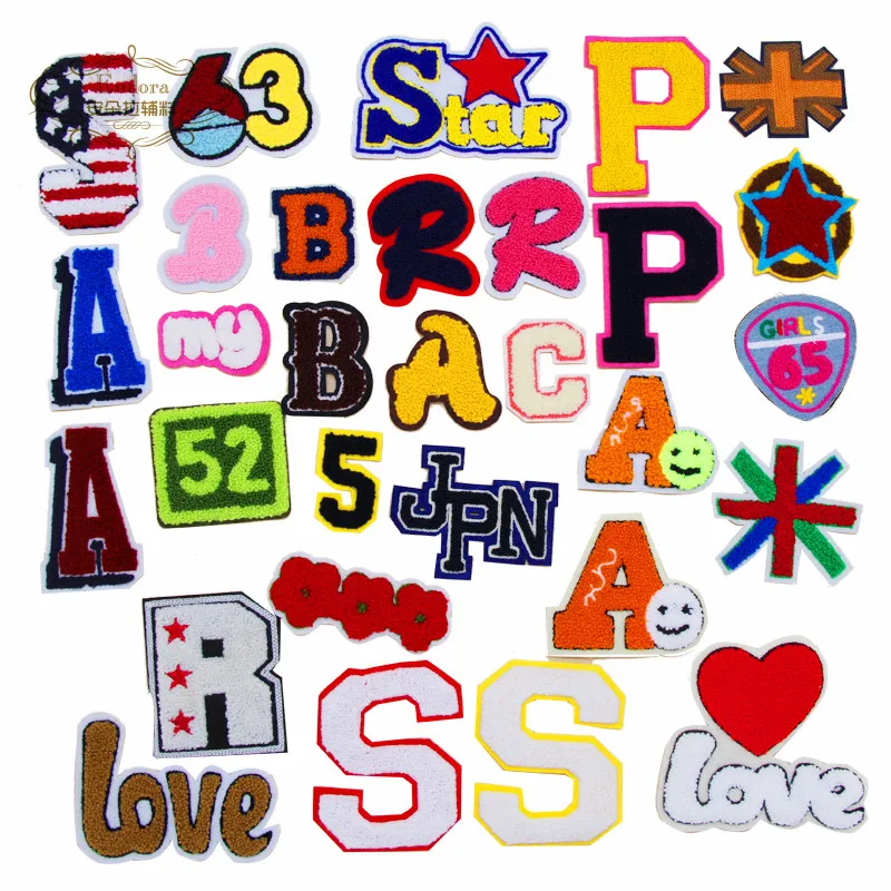 

Towel fabric patch sew on motif 10 pcs Letters Love Stars Number Motif Cartoon Applique hat bag clothing shoe diy free shipping