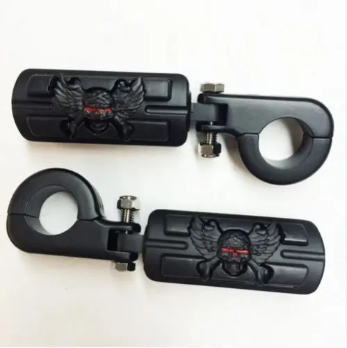 

Motorcycle Skull Footrest Foot Pegs P-Clamps For Harley-Davidson Sportster 883 Suzuki VZ800 Yamaha XV250 Kawasaki Honda GoldWing