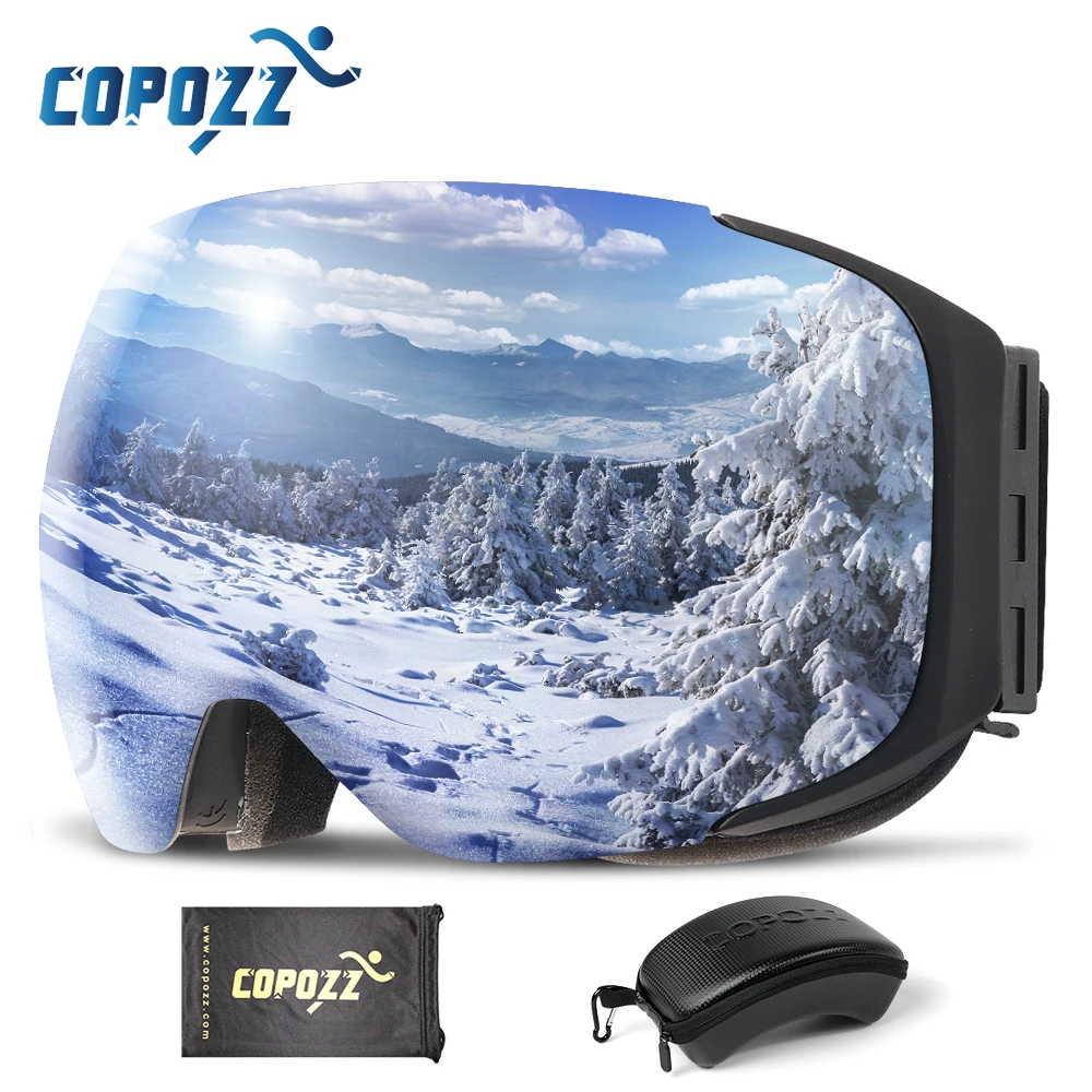 COPOZZ العلامة التجارية المغناطيسي تزلج نظارات مع حالة مزدوجة عدسة مكافحة الضباب تزلج الثلوج نظارات UV400 التزلج الرجال النساء الشتاء على الجليد ...