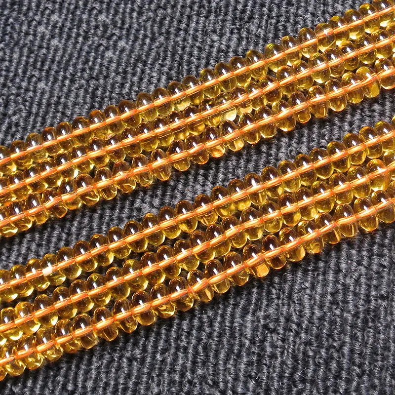 

4x8mm Natural Yellow Citrines Beads Rondelle Spacer DIY Loose Quartz Beads For Jewelry Making Beads Accessories 15'' Women Gift