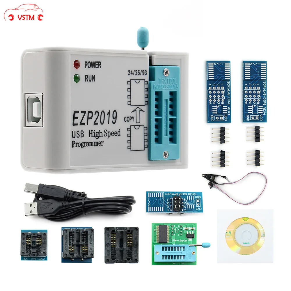 Высокоскоростной EZP 2019 USB SPI программатор с 7 адаптерами EZP2019 Поддержка 32M Flash 24 25 93