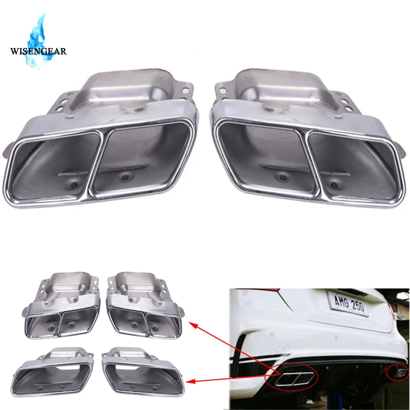 

WISENGEAR For Benz Chrome Exhaust Tail Pipe Muffler Tips For Mercedes Benz W221 W164 AMG W166 W251 W216 2005 - 2013 Steel /