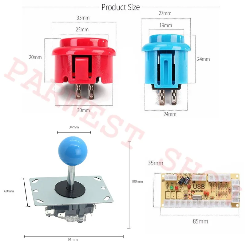 1 Набор плееров Sanwa стильный джойстик с микропереключателем с кнопками Sanwa style с нулевой задержкой панель управления USB для MAME
