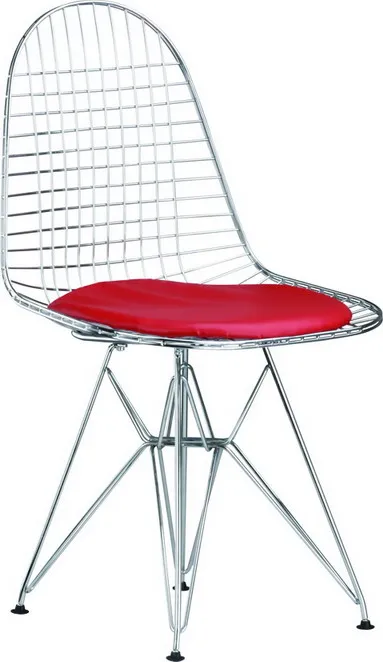 Современный дизайн Лофт стиль металлический стальной проволочный стул популярный модный классический кафе Плетенный металлический стул с подушкой покрывало на кресло хромированный 1 шт - Цвет: red pad