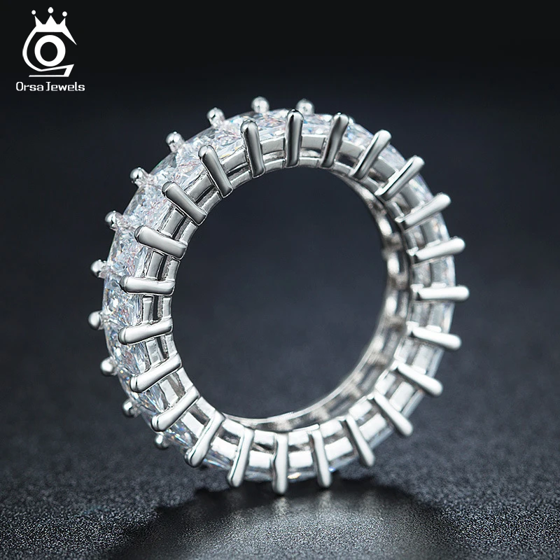 ORSA JEWELS Women Ring Engagement & Wedding Band Luxury AAA Dazzling CZ Eternity Rings Fashion Trendy Female Jewelry AOR146