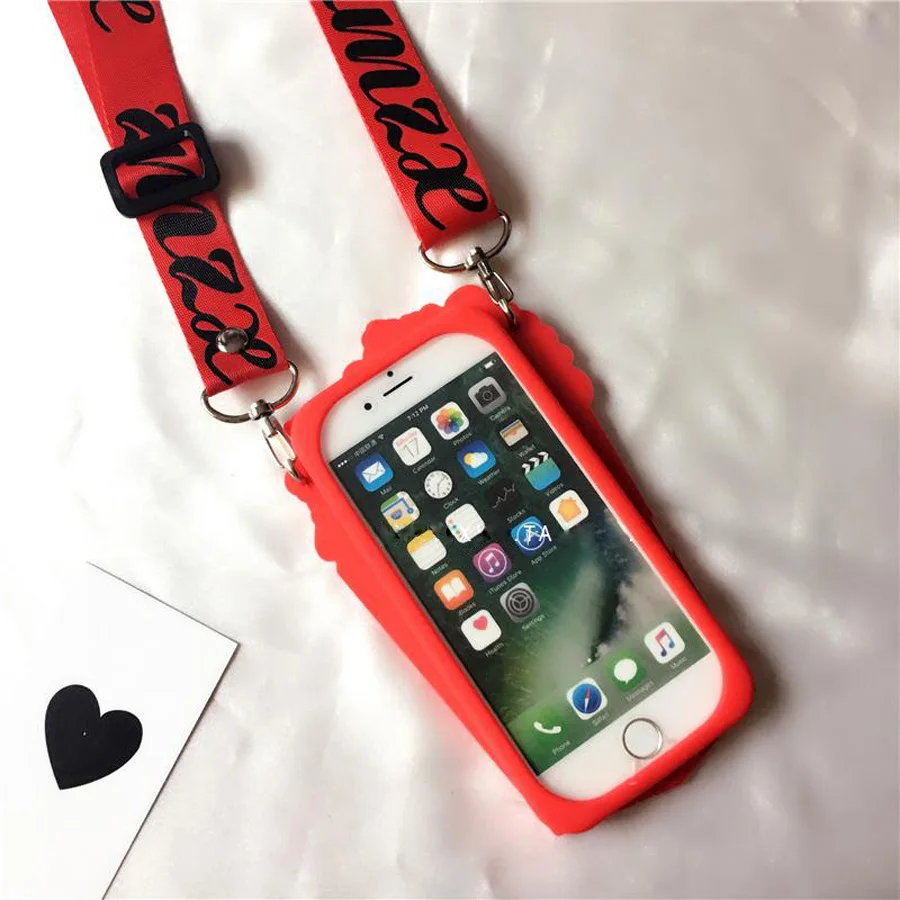 For iphone 6 6s plus 7 8 plus X case cover Funny 3d Popcorn with shoulder strap shockproof protective phone bag Ritozcase For iphone 6 6s plus 7 8 plus X case cover Funny 3d Popcorn with shoulder strap shockproof protective phone bag Ritozcase