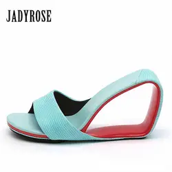 Jady Rose/летние шлепанцы, пикантные женские босоножки, обувь на танкетке, женские шлепанцы на высоком каблуке 8 см, женские туфли-лодочки