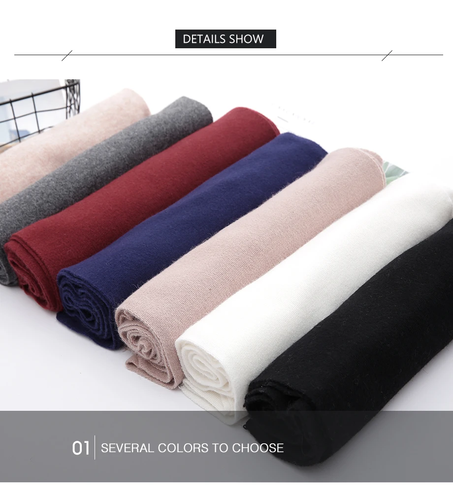 Women Scarf Wool Knitting Warm Scarves Winter Long Shawl Cashmere Autumn 2018 New Brand Solid Thicken Shawl Cachecol For Female (18)