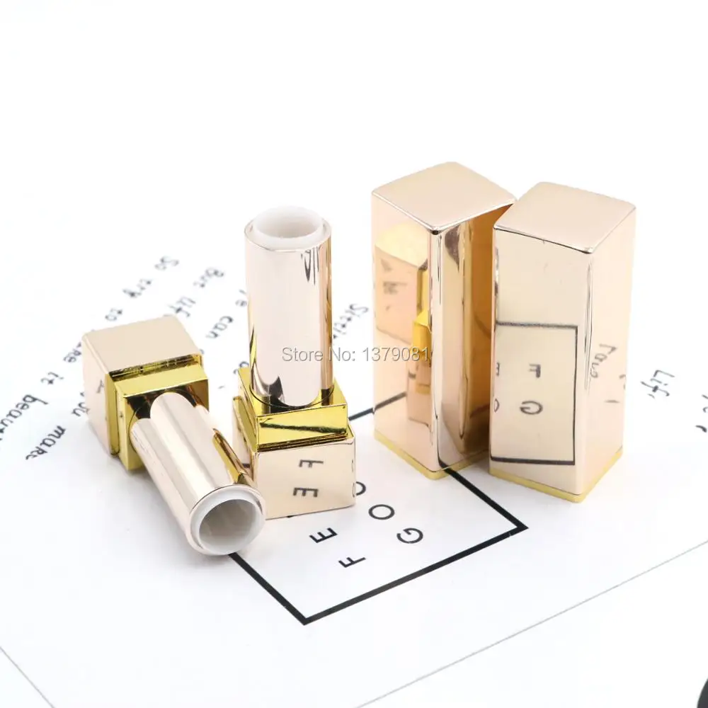

10/30pcs Elegant 12.1mm Rose Gold Aluminum Lip Stick Tube Empty Square DIY Lip Balm Tube Rose Gold Lipstick Refilable Bottle
