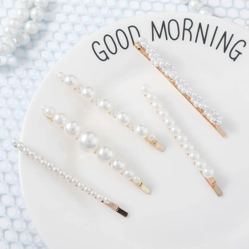 

Gold Color Pearl Imitation Hair Clip Elegant hair accessories Korean Hairpin Hair Styling Beautiful Shine Accessories For Women