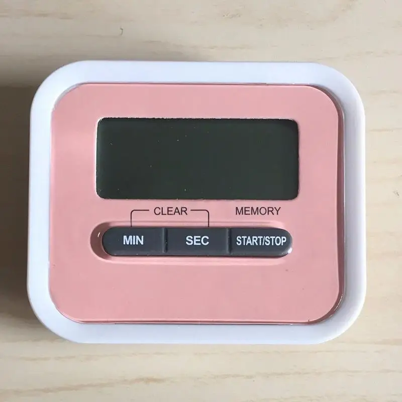 Большой экран кухонный электронный таймер ЖК-дисплей цифровой дисплей напоминание таймер обратного отсчета портативный мини настольный таймер английская версия - Цвет: Розовый