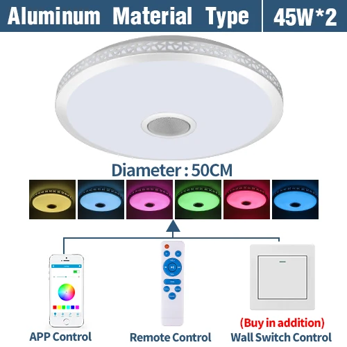 Современный bluetooth-динамик потолочный светильник с пультом дистанционного управления RGB светодиодный музыкальный светильник с регулируемой яркостью для гостиной светильник для спальни - Цвет корпуса: RGB-RT-BT-APP 50cm