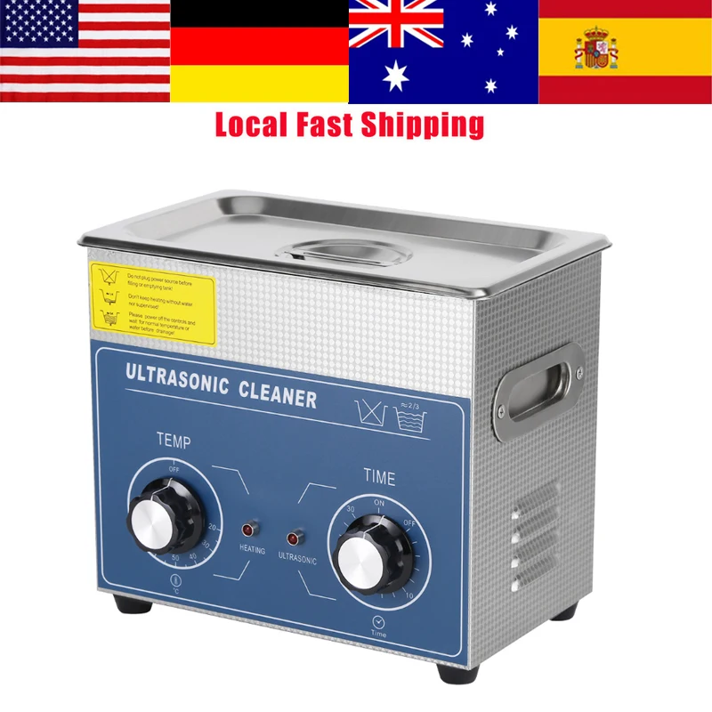 

1Set Stainless Steel Ultrasonic Cleaner Heated Tank Cleaning Machine w/ Basket Ultra Sonic Cleaner For Jewelry Watch 2L-19L New