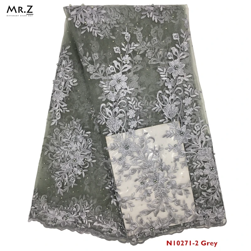 

Mr.Z Latest Embroidered Tulle Lace High Quality Nigerian Green French Lace 5 Yards Polyester African Lace Fabric With Beaded