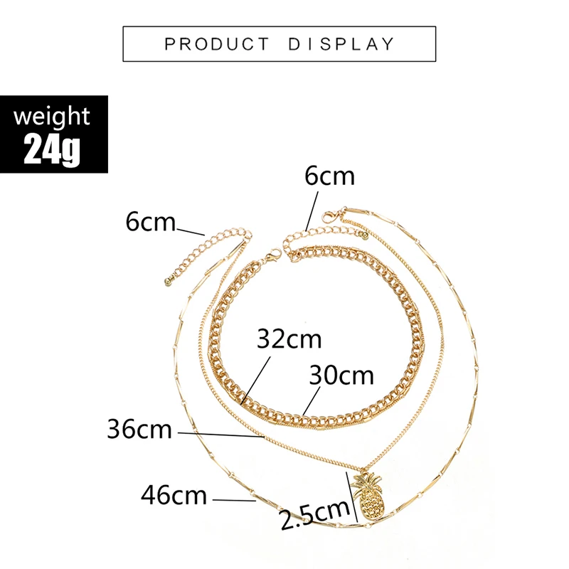 Docona Boho ожерелье ананас& Pandents золотая цепочка для женщин эффектное ожерелье многослойное колье-чокер Femme 4187