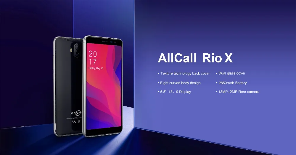 Allcall Rio X 3G смартфон 13 МП+ 2 Мп задняя двойная камера Android 8,1 18:9 5,5 дюймов MTK6580 четырехъядерный 1 ГБ ОЗУ 8 Гб ПЗУ мобильный телефон