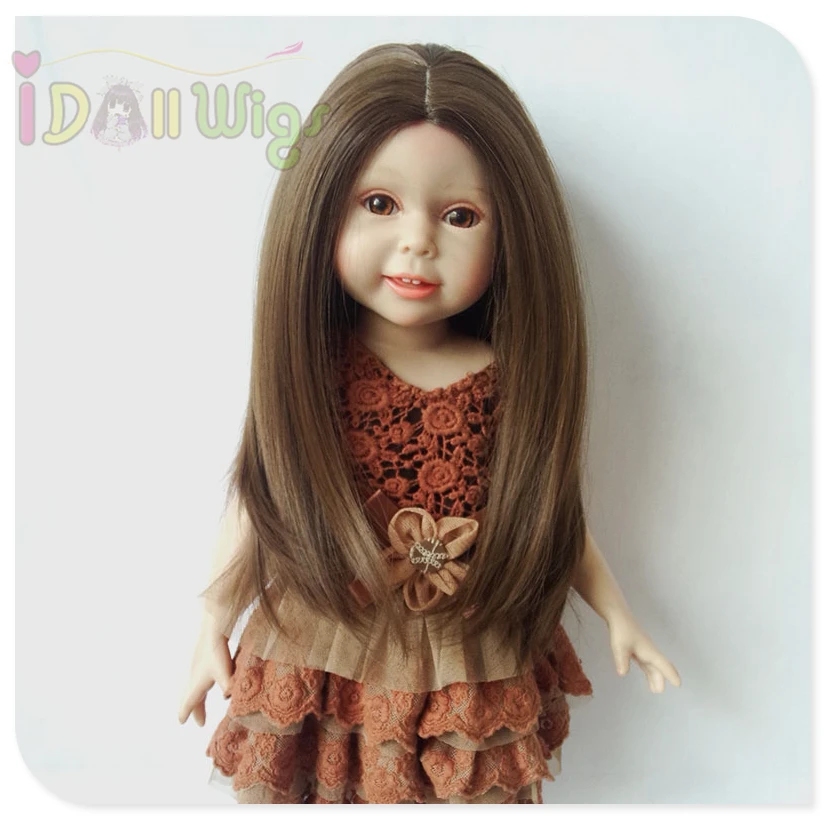 

Natural Color Dark Brown Soft Straight Synthetic Hair Wig for 18 inch American Doll with 26cm Head Circumference wig hair