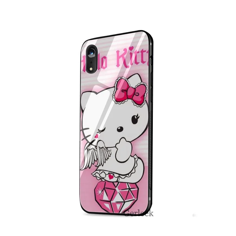 Чехол для телефона из закаленного стекла, Модный чехол hello kitty чехол для iPhone 5 5S SE 6 6s 7 8 Plus X XS XR Max - Цвет: G7