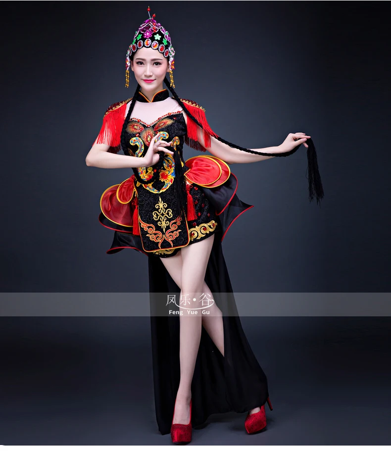 Новый китайский барабаны костюм чирлидерши сцены певица танцор одежда для женщин
