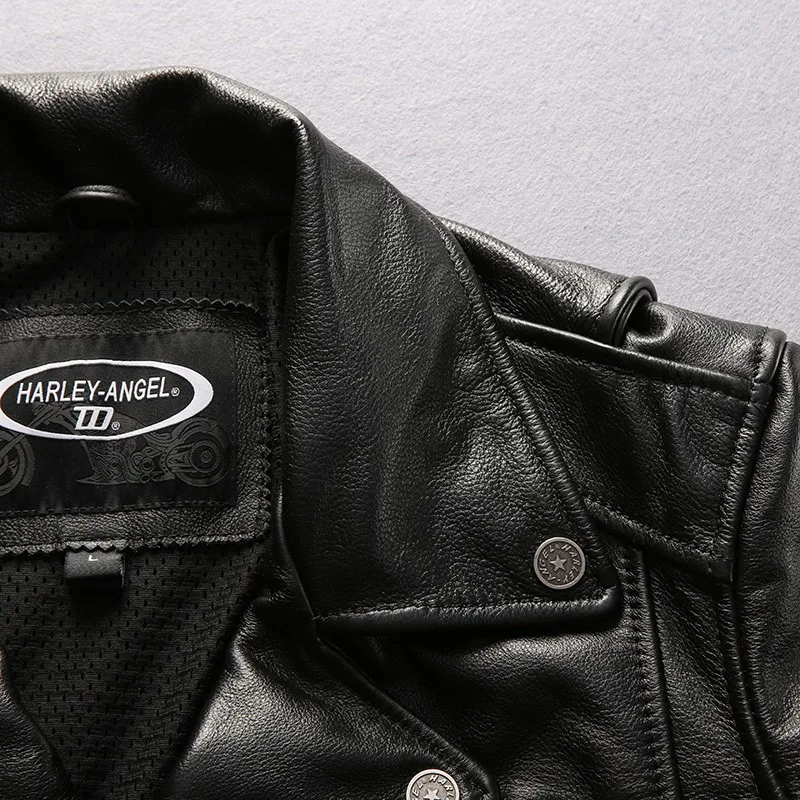 Мужская мотоциклетная кожаная куртка с рисунком поросенка, модная брендовая мужская мотоциклетная куртка, Мужская куртка из натуральной кожи с отворотом