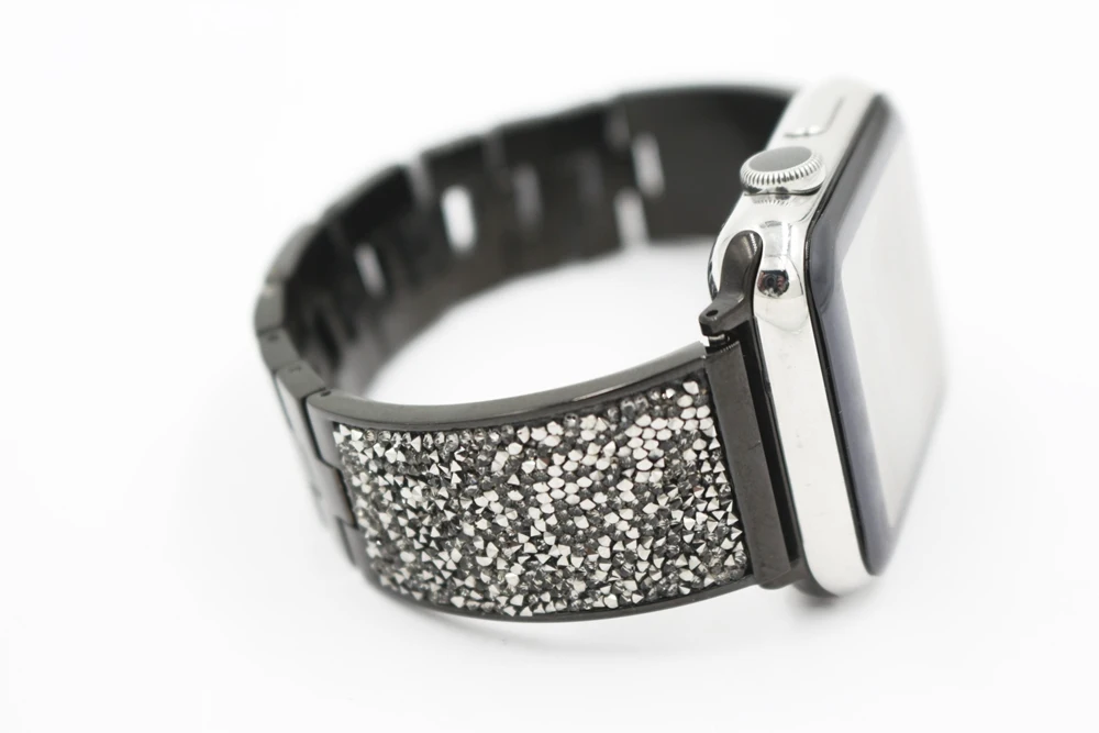 URVOI Блестящий ремешок для apple watch series 3 2 1 ремешок для iwatch роскошный блестящий циркониевый браслет современный дизайн 38 42 мм