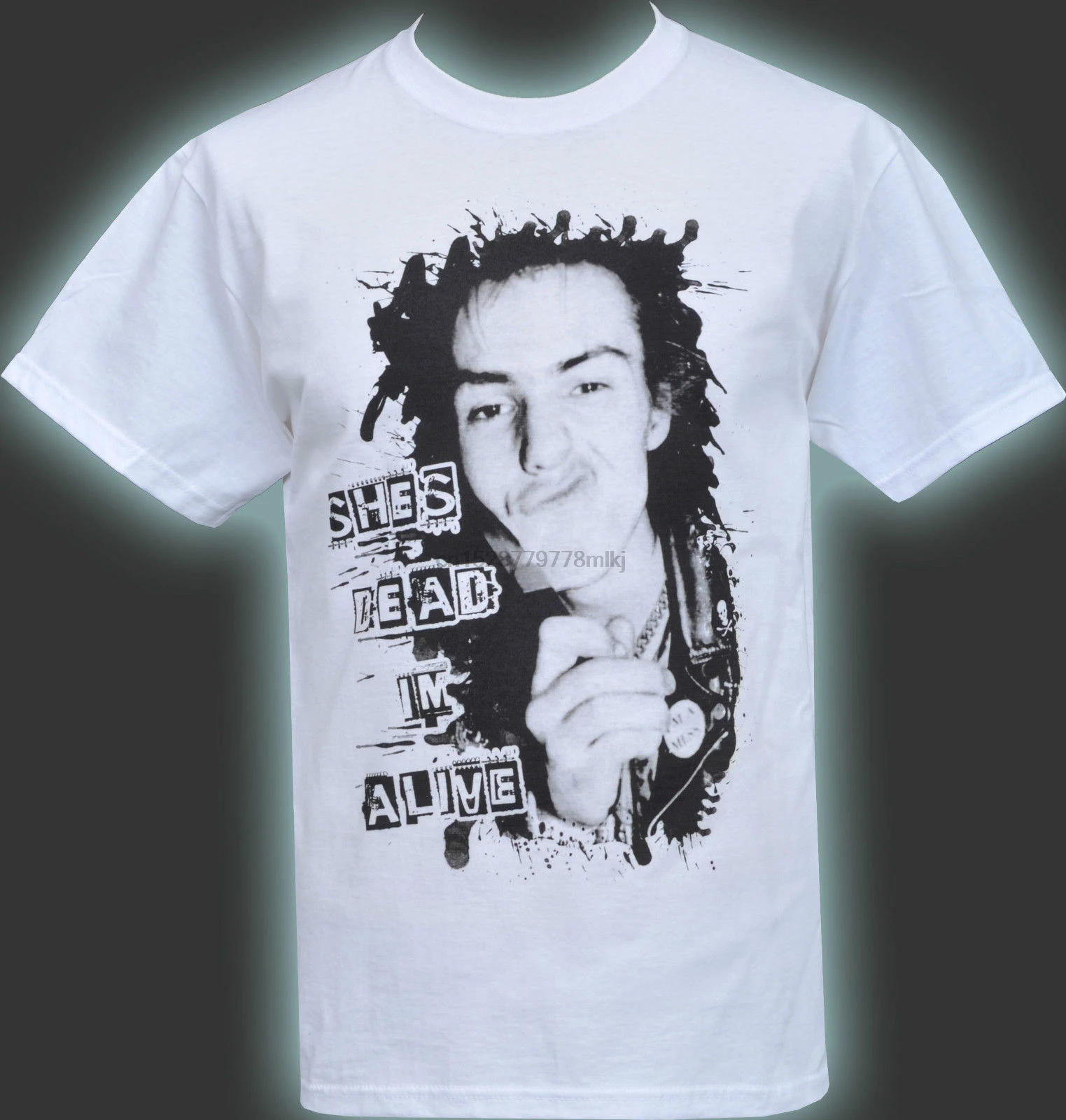Мужская белая футболка SID VICIOUS SHE DEAD IM ALIVE LONDON PUNK ROCK 197s-5xl | одежда