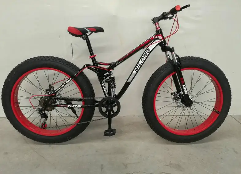 Cheap KALOSSE  Full suspension frame   tyre dirt bike   21/24/27 speed   Fat bicycle ,  26*4.0 inch  beach mountain bicycle 1