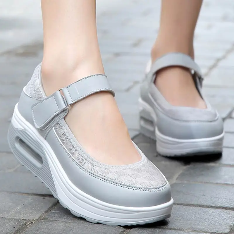 Women Sneakers Platform white ladies Mary Jane shoes female Air Mesh ...