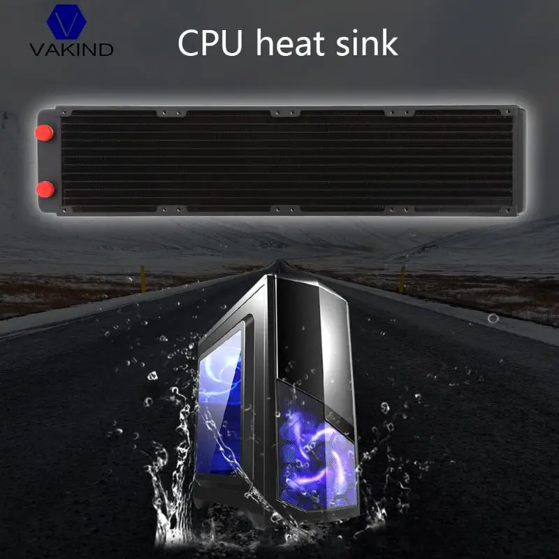 VAKIND Black 480mm Computer Water Discharge Liquid Heat Radiator With G1/4 Threaded Mouth For PC Computer Water Cooling System