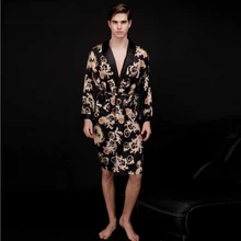 Мужская пижама из искусственного шелка, сексуальная парная пижама с длинными рукавами, халат для отдыха, домашняя утварь для сна