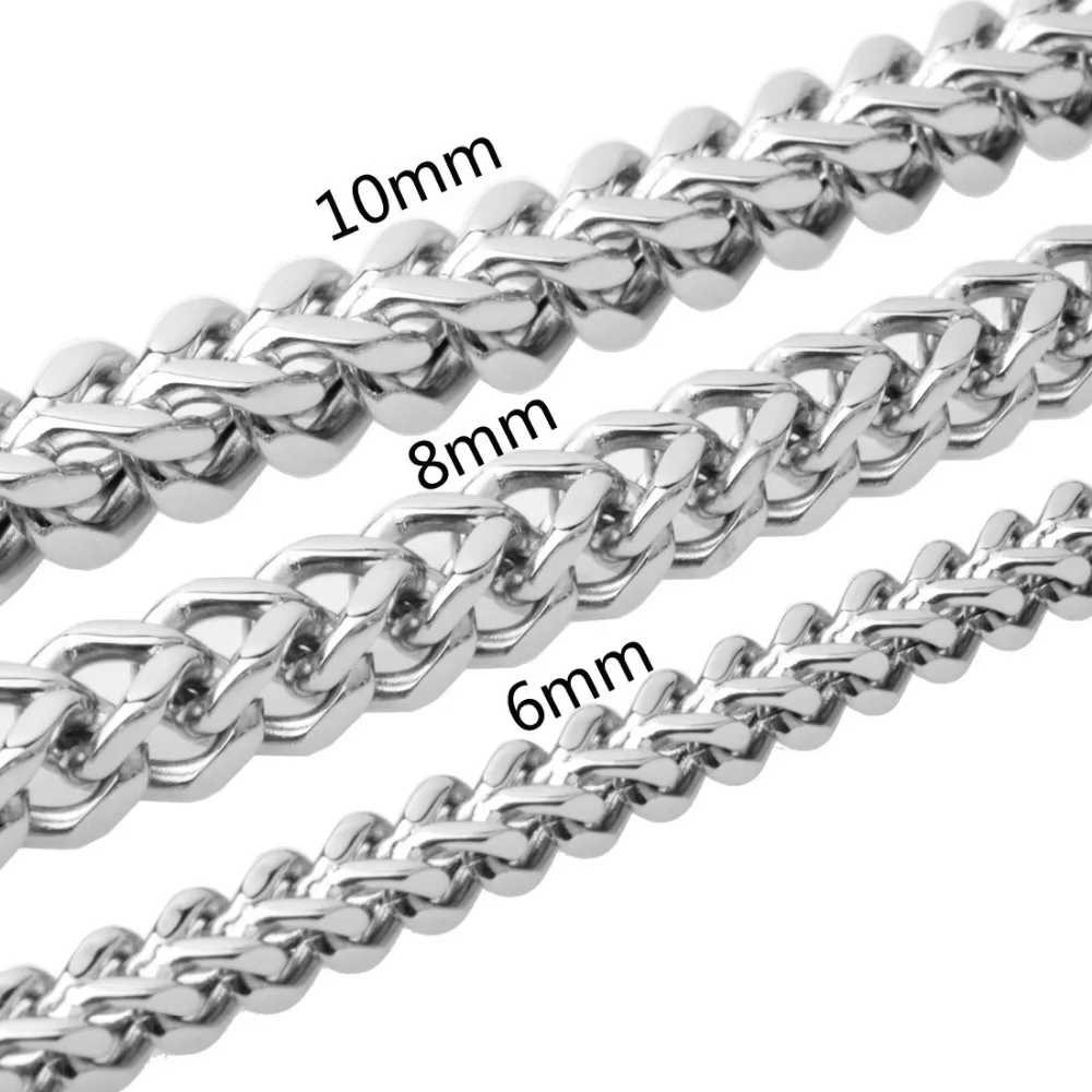 

6/8/10MM Huge Heavy 316L Stainless Steel Silver Square Box Figaro Chain Men's Unisex's Necklace Biker Jewelry 23.6" Xmas Gift