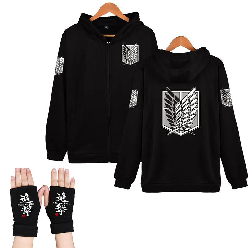 Attack On Titan Shingeki No Kyojin Jacket Gloves Men Women Anime Cosplay Costumes Coats Survey Corps Logo Hoodie Gloves Xxs Xxxl Anime Costumes Aliexpress