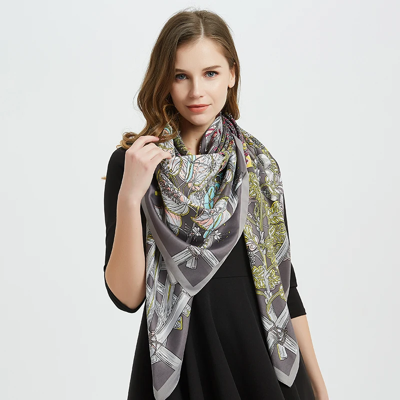  [FEILEDIS]2019 Brand bandana women silk scarf luxury scarves for ladies shawls big size handkerchie