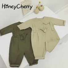 Весенний комбинезон для девочек; Новинка г.; Корейская версия комбинезонов для мальчиков и девочек; Детские модные комбинезоны для отдыха