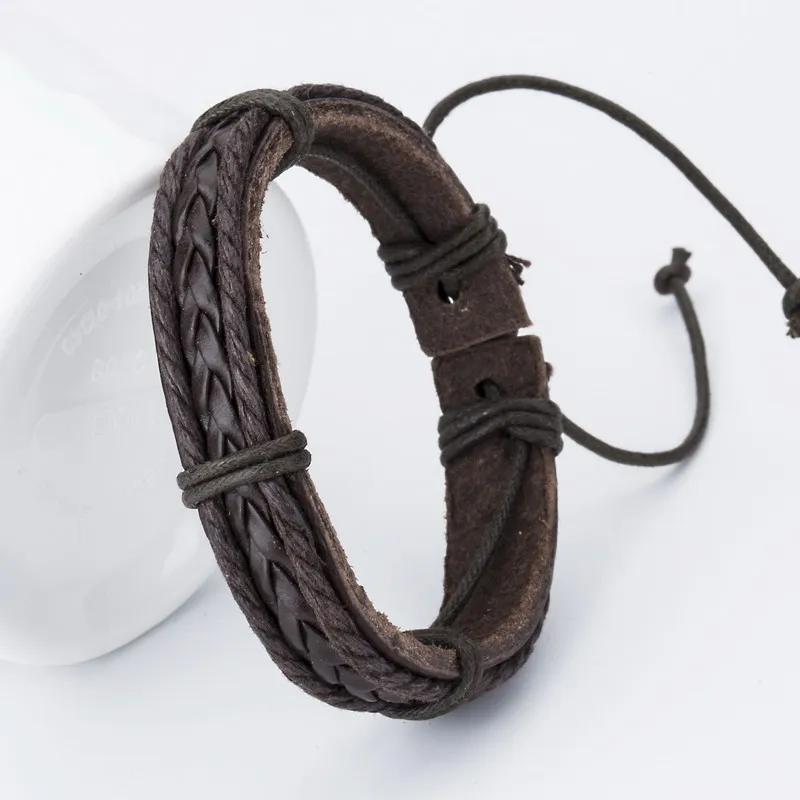 TYO Wholesale Bracelets New Fashion Charm Leather Bangle Men's Bracelets Popular Boys DIY Bandage Strand Handmade Weave Bracelet - Image 2