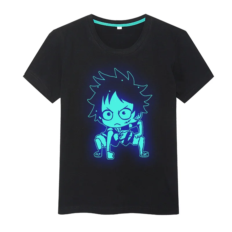 Coshome One Piece Luffy Zoro Luminous T shirt Cosplay Costumes Men Women Short Sleeves T-shirts Summer Tops Tees (6)