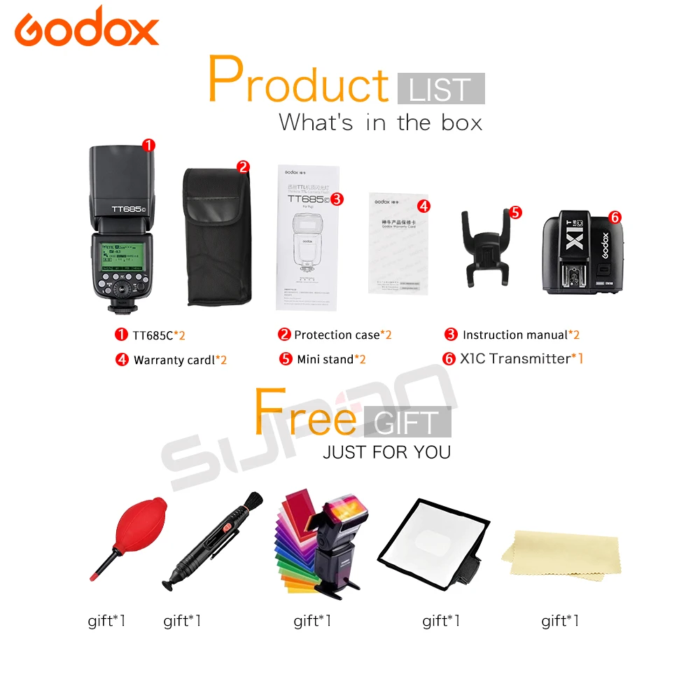 2x Godox TT685C High-Speed Sync External TTL Speedlite Flash For Canon 1100D 1000D 7D + X1T- C + 15*17cm softbox + Color filters 2x Godox TT685C High-Speed Sync External TTL Speedlite Flash For Canon 1100D 1000D 7D + X1T- C + 15*17cm softbox + Color filters