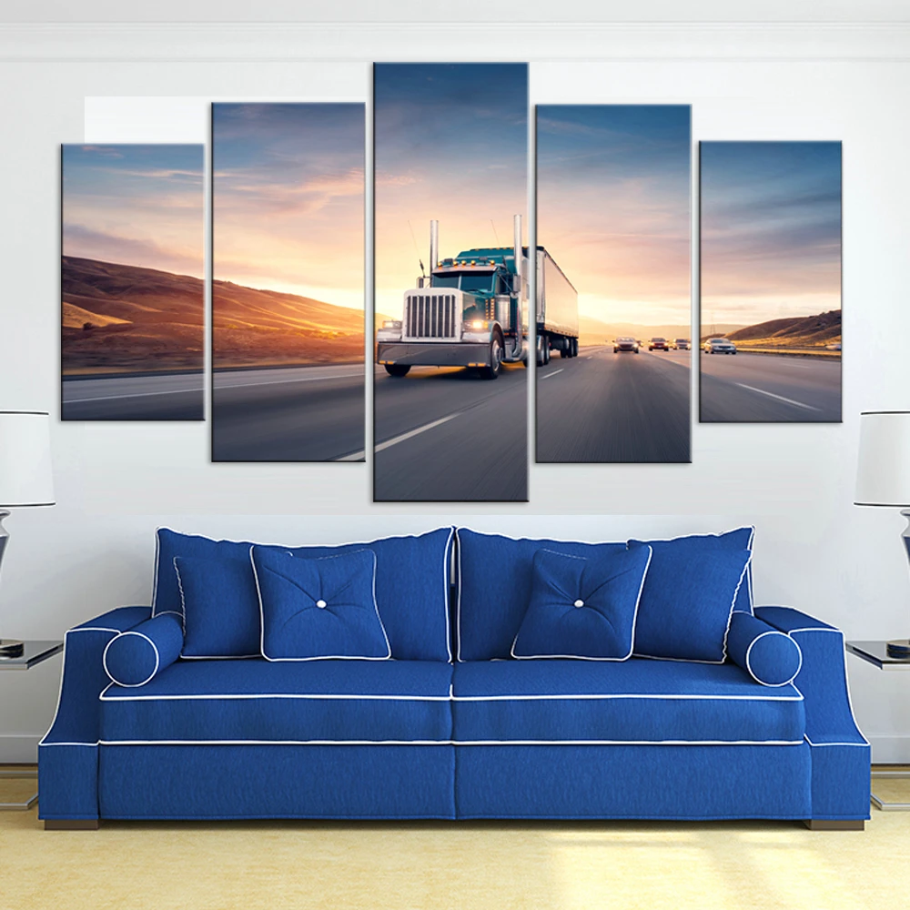 HD Printed Oil Canvas Painting Pictures Frame Home Decor 5 Pieces Van Car Modern Sunset Minimalist Movie Poster Wall Art | Дом и сад